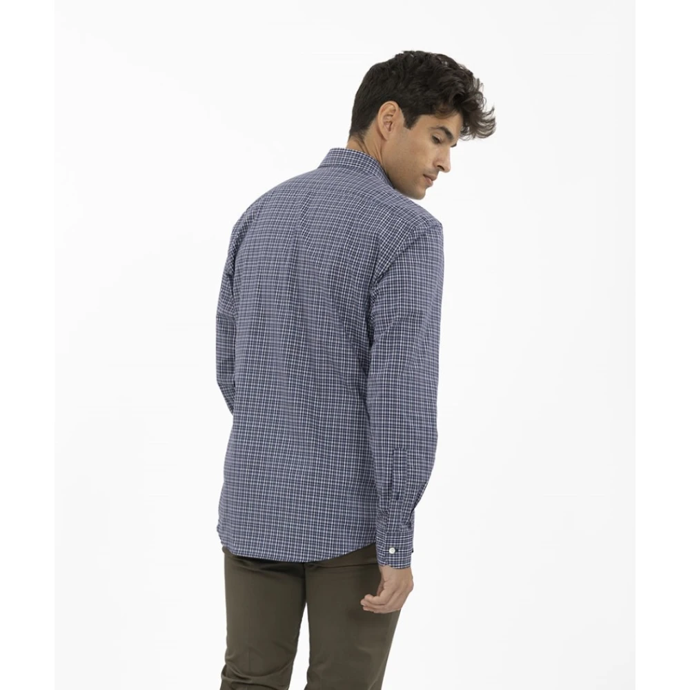 Ermenegildo Zegna Geruite sportshirt Blue Heren