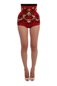 Red Silk Crystal Roses Shorts