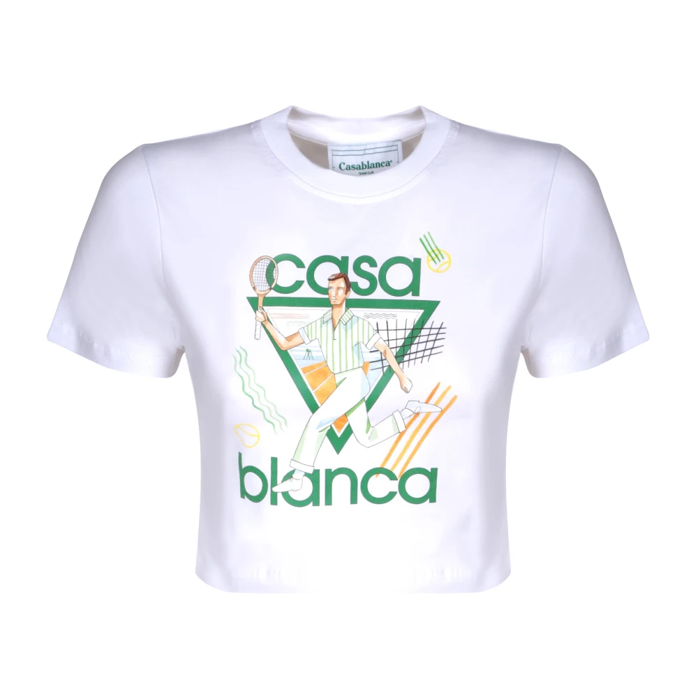 Casablanca Bedrukt cropped T-shirt White Dames