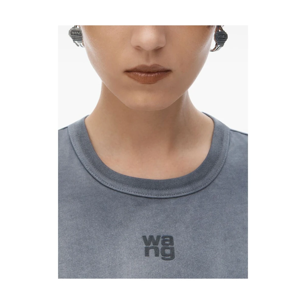 T by Alexander Wang Grijze Logo Print Crew Neck T-shirt Gray Dames