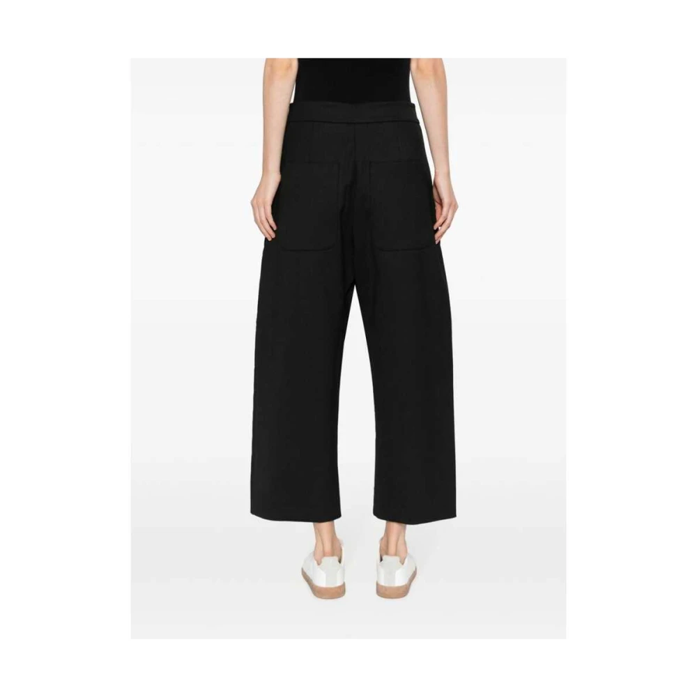 Studio Nicholson Zwarte Hoge Taille Broek met Knoopsluiting Black Dames