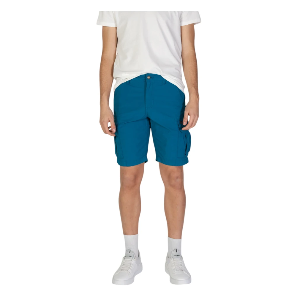 Napapijri Turquoise Katoenen Shorts met Meerdere Zakken Blue Heren