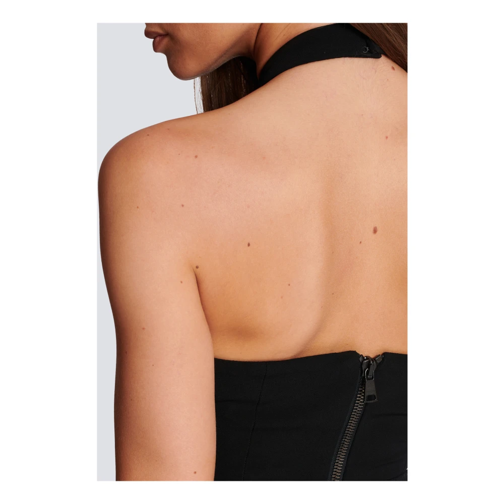 Balmain Barok geborduurde top zonder rug Black Dames