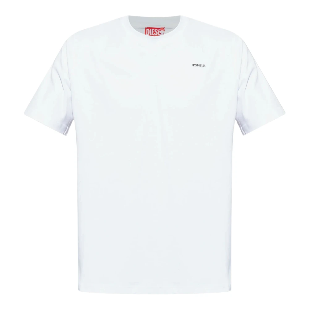 Diesel Mannelijk Wit Tops Heren, L, Katoen, T-Shirt Met Ronde Hals