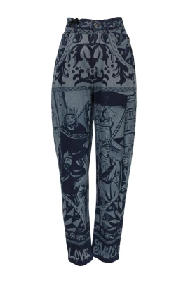 Grafiskt Tryck Hög Midja Denim Jeans
