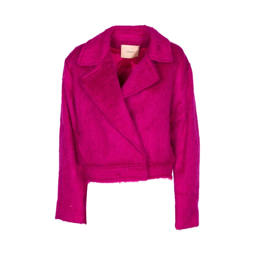 Twinset Faux Fur Bomber Blazer Rosa Pink, Dam