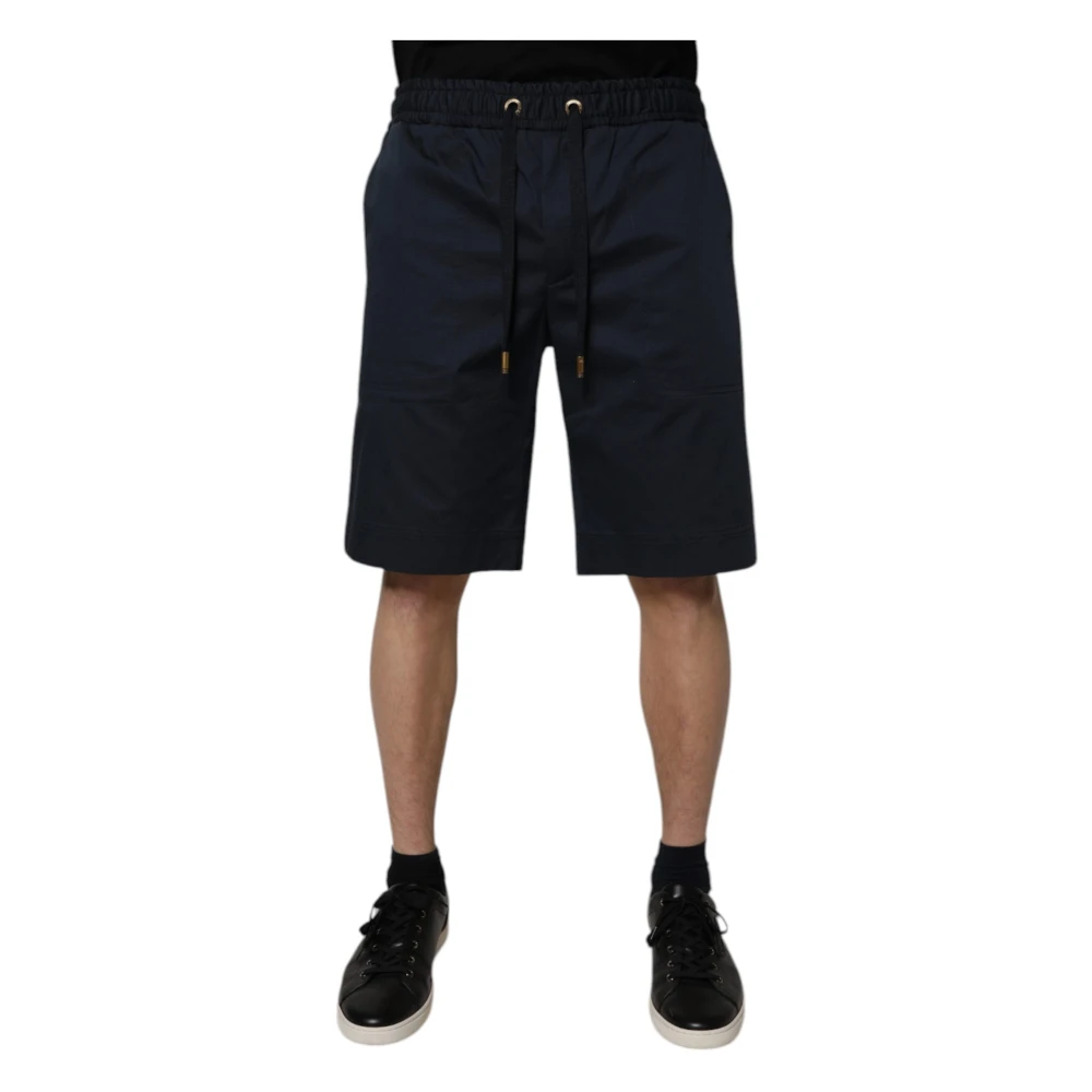Dolce & Gabbana , Casual Shorts, Male, Blue, 3XL, Dark Blue Cotton Bermuda Shorts