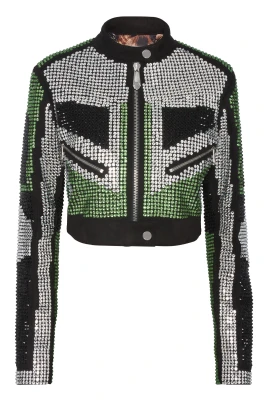 Cropped Läder Bikerjacka Strass
