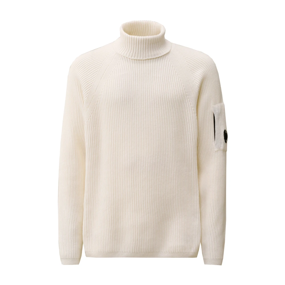 C.P. Company Lamswol Trui met Geribbelde Kraag White Heren