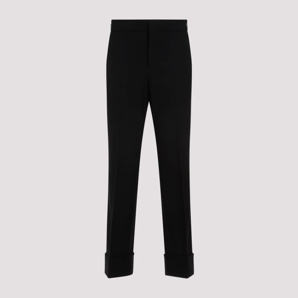 Gucci Zwarte wollen slim fit broek met Horsebit-detail Black Dames