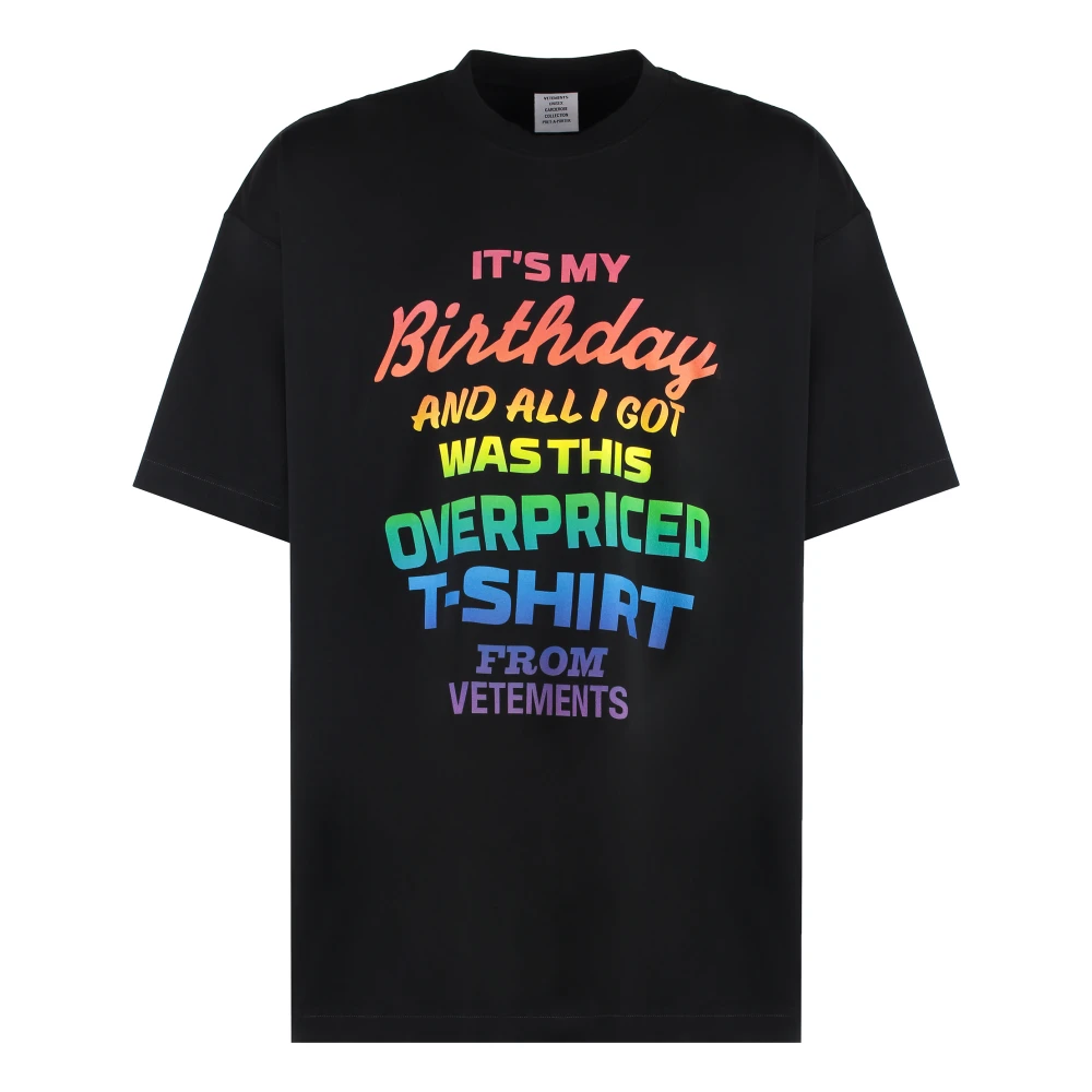 Vetements Katoenen T-shirt met Contrasterende Print Black Heren