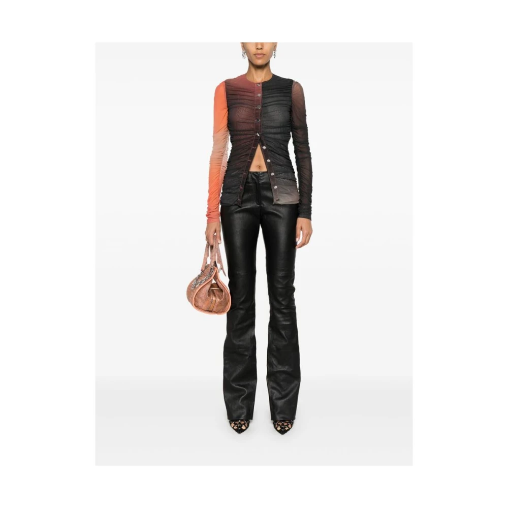 Gcds Zwarte leren skinny broek Black Dames