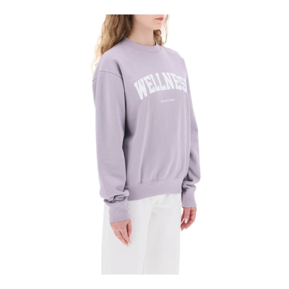 Sporty & Rich Contrasterend Wellness Print Crew-Neck Sweatshirt Purple Dames