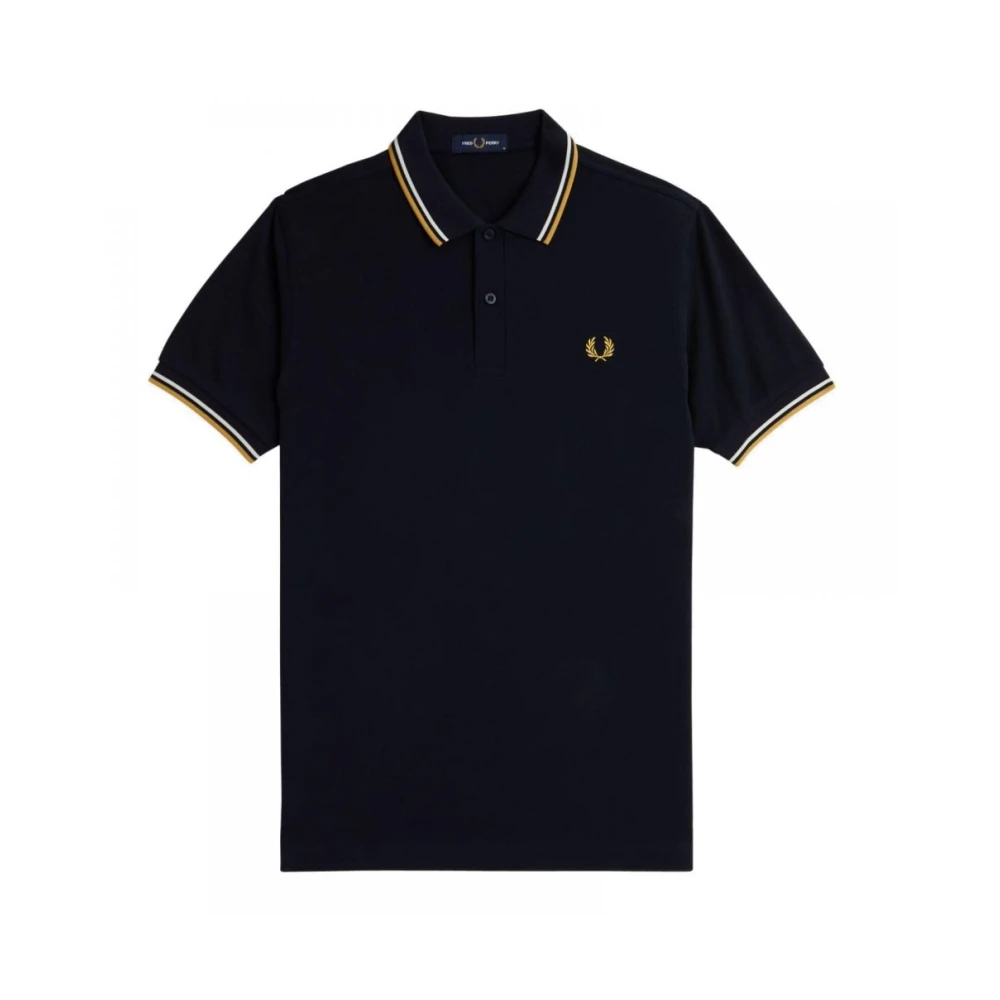 Fred Perry Men's Blue Striped Ribbed Polo Shirt