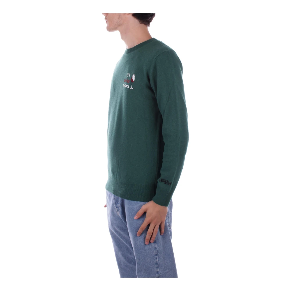 Saint Barth Groene Logo Sweater Regular Fit Green Heren