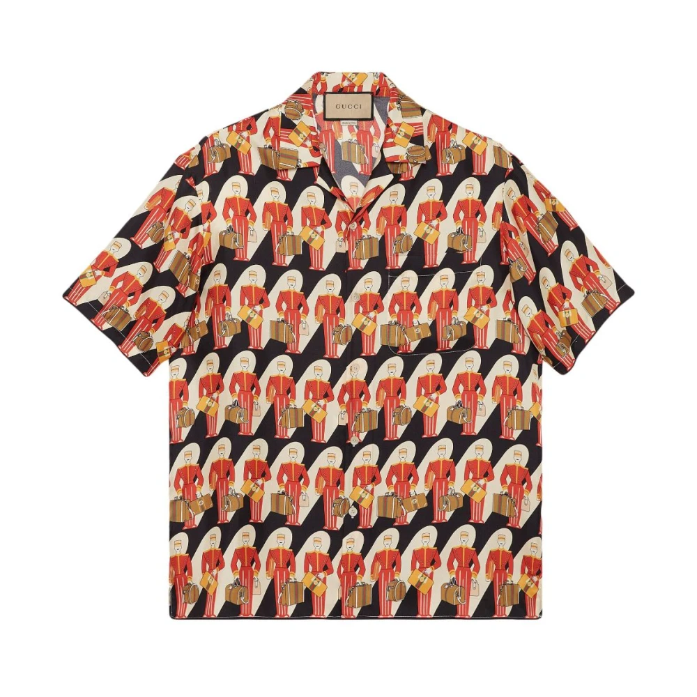 Gucci Zijden Twill Bowling Shirt met All-Over Print Multicolor Heren