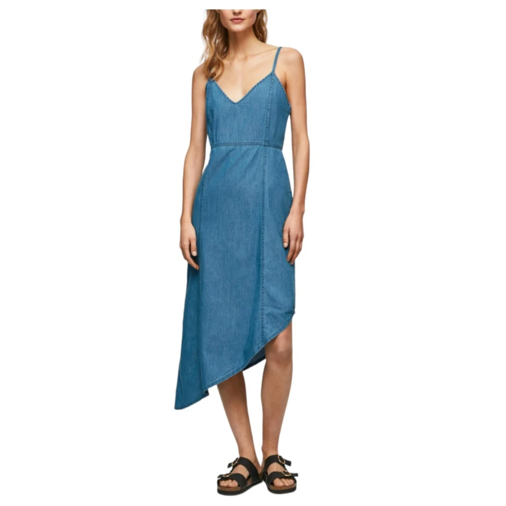 Pepe Jeans Women's Blue Midi Dresses, S, Maxi Dresses