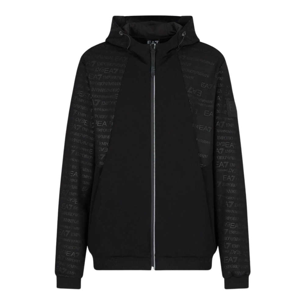 Emporio Armani EA7 Heren hoodie met all-over logo Black Heren