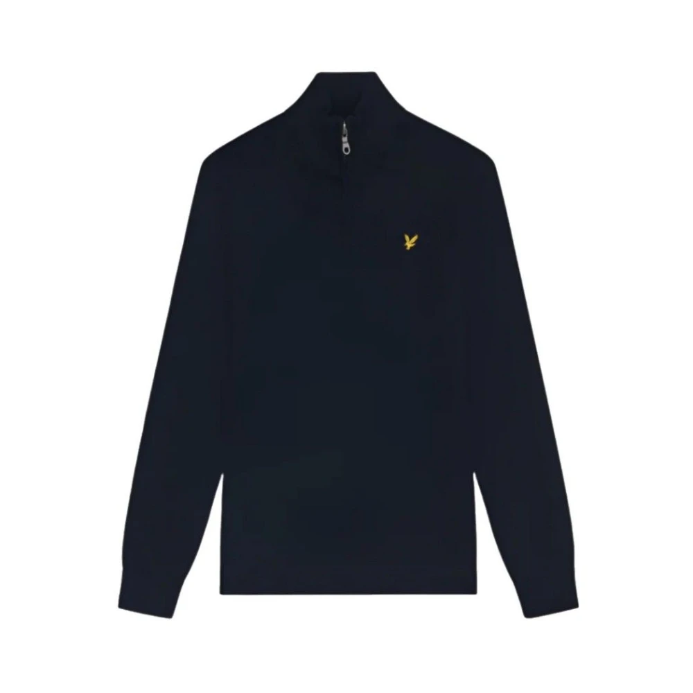 Lyle & Scott , Turtlenecks, Male, Blue, L, Cotton Merino 1/4 Zip Jumper