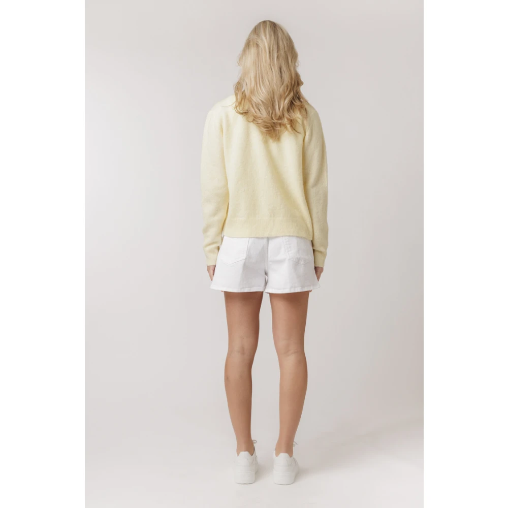 closed High-Waist Witte Korte Jeans White Dames