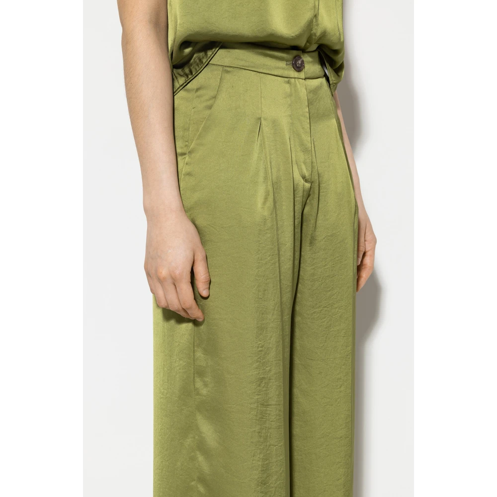 LUISA CERANO Wideleg Broek met Plooien Green Dames