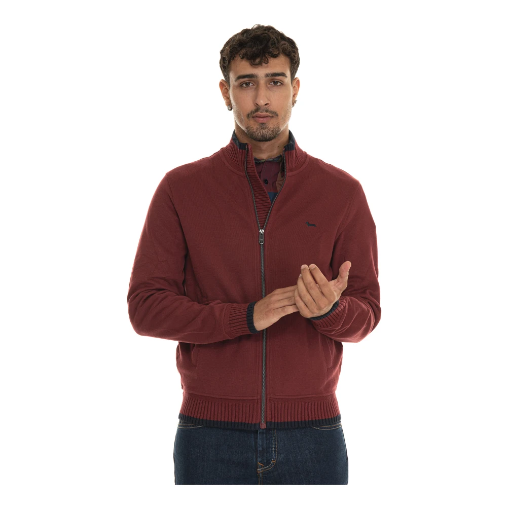 Harmont & Blaine Logo Zip Sweatshirt met Piping Detail Red Heren
