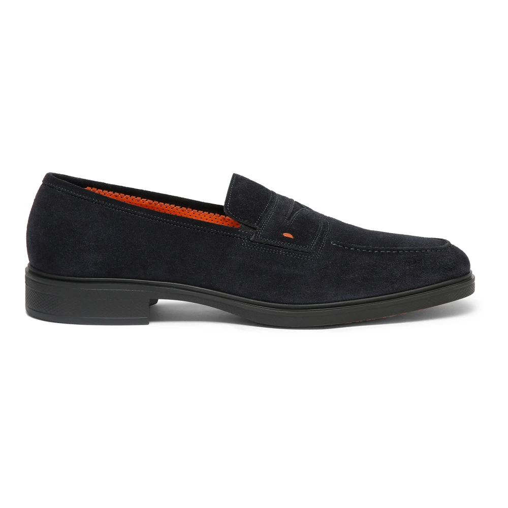Santoni Men's Blue Suede Easy Loafer - Loafers - 6 Uk - Shoes