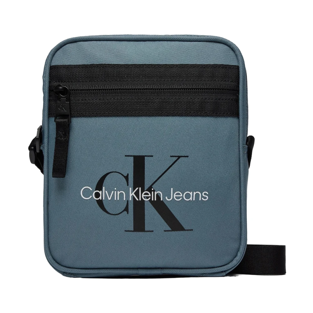 Calvin Klein Schoudertas van gecoat canvas met bedrukt logo Blue Heren