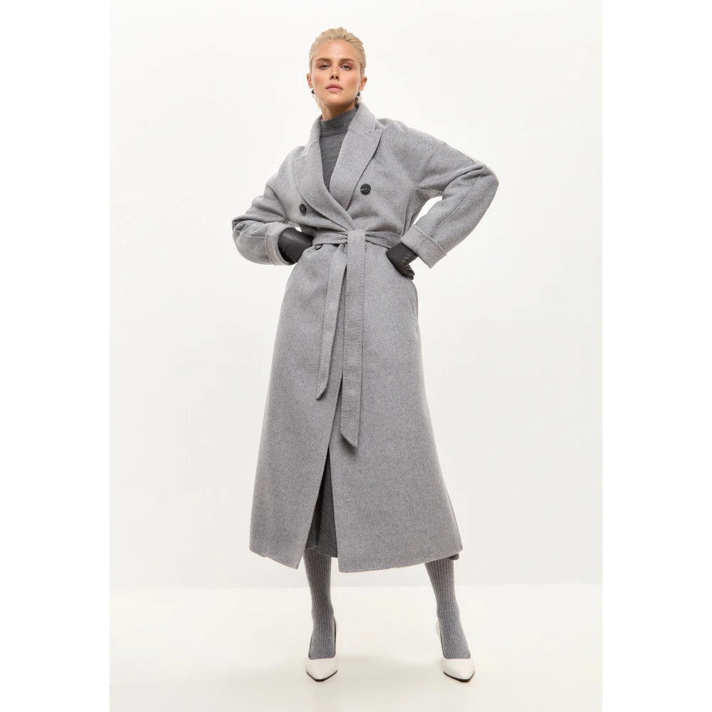 Cesare Gaspari Klassieke Luxe Lange Jas Rosie Grijs Gray Dames