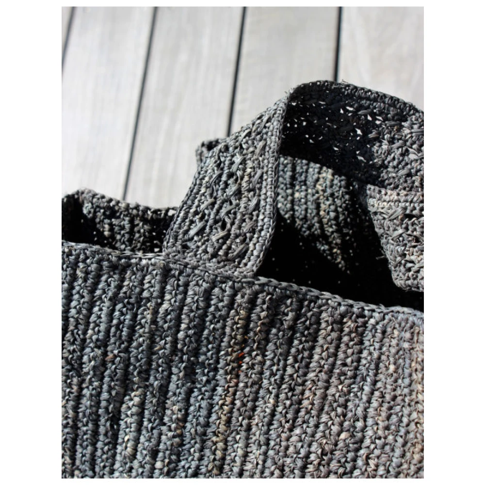 Ibeliv Fitia Geborduurde Raffia Tote Tas Gray Dames