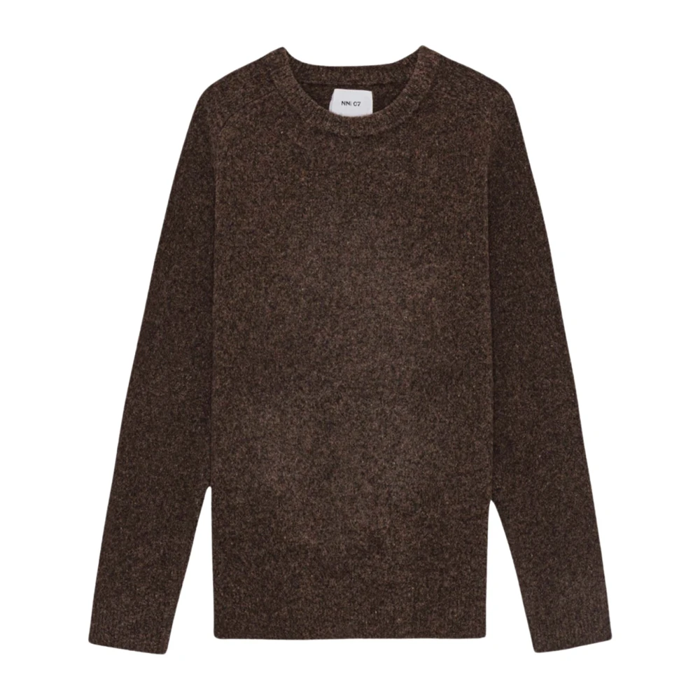 Nn07 Zachte Gebreide Crewneck Trui Brown Heren