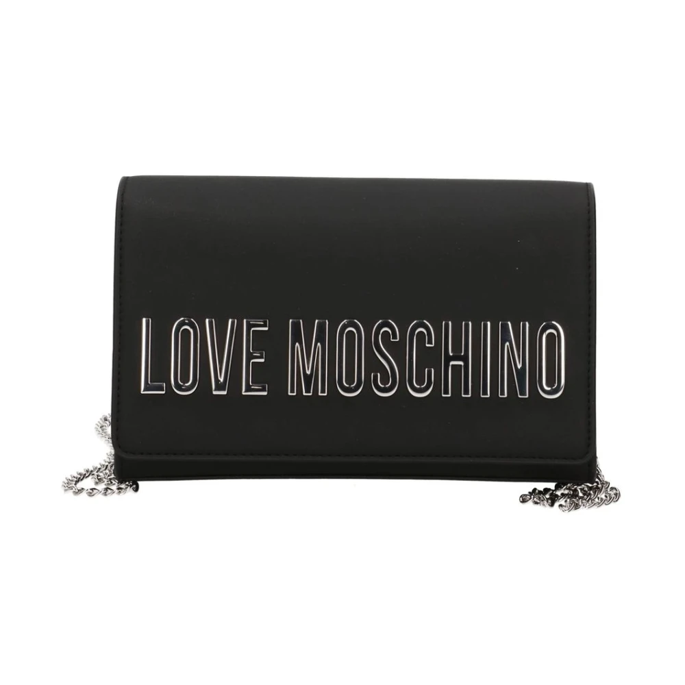 Love Moschino Vrouw Zwart Tassen Dames, One Size, Polyester, Bold Love Schoudertas
