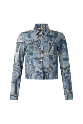 Patchwork Denimjacka med Ormknappar