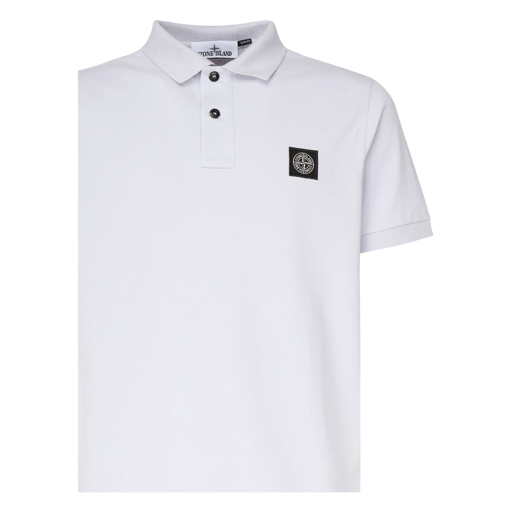 Stone Island Witte Polo Shirt met Logo Patch White Heren