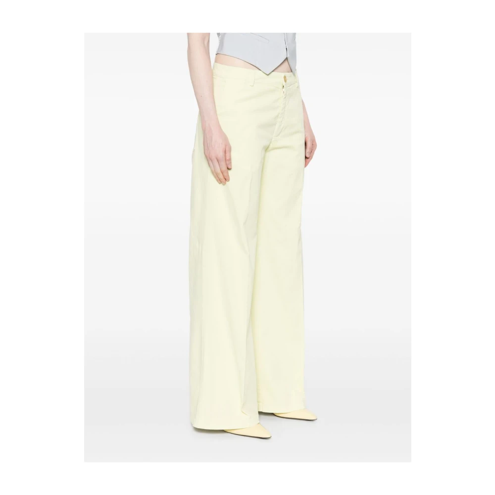 Forte Pastelgele Broek met Voorknoop Yellow Dames