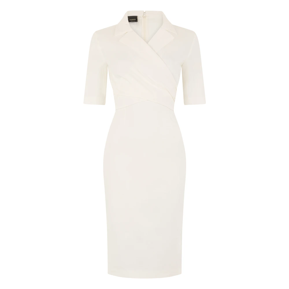 Pinko Women's White Midi Dresses, L, Fitted Midi Dress With Bow