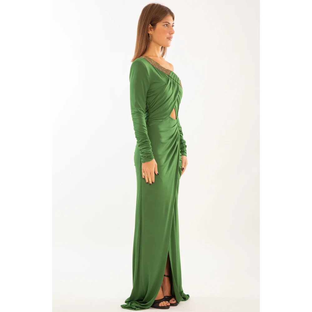 Babylon Strass Halslijn Mono-Schouder Jurk in Groen Green Dames