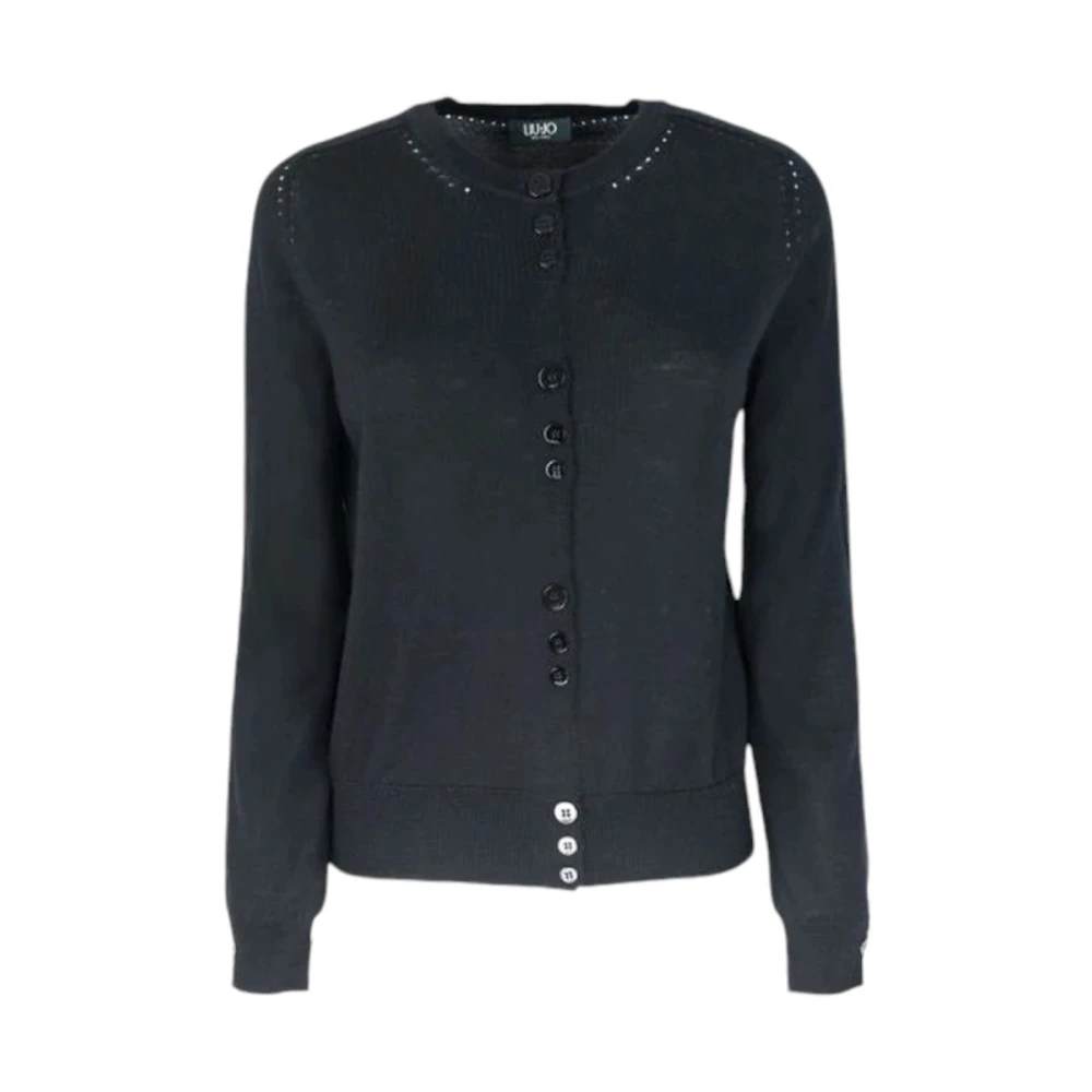 Liu Jo Zwarte Wollen Vest Lange Mouw Black Dames