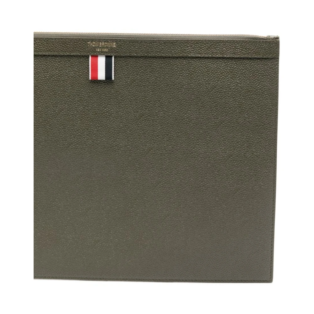 Thom Browne Documentenhouder van Pebble Grain Leer Green Heren