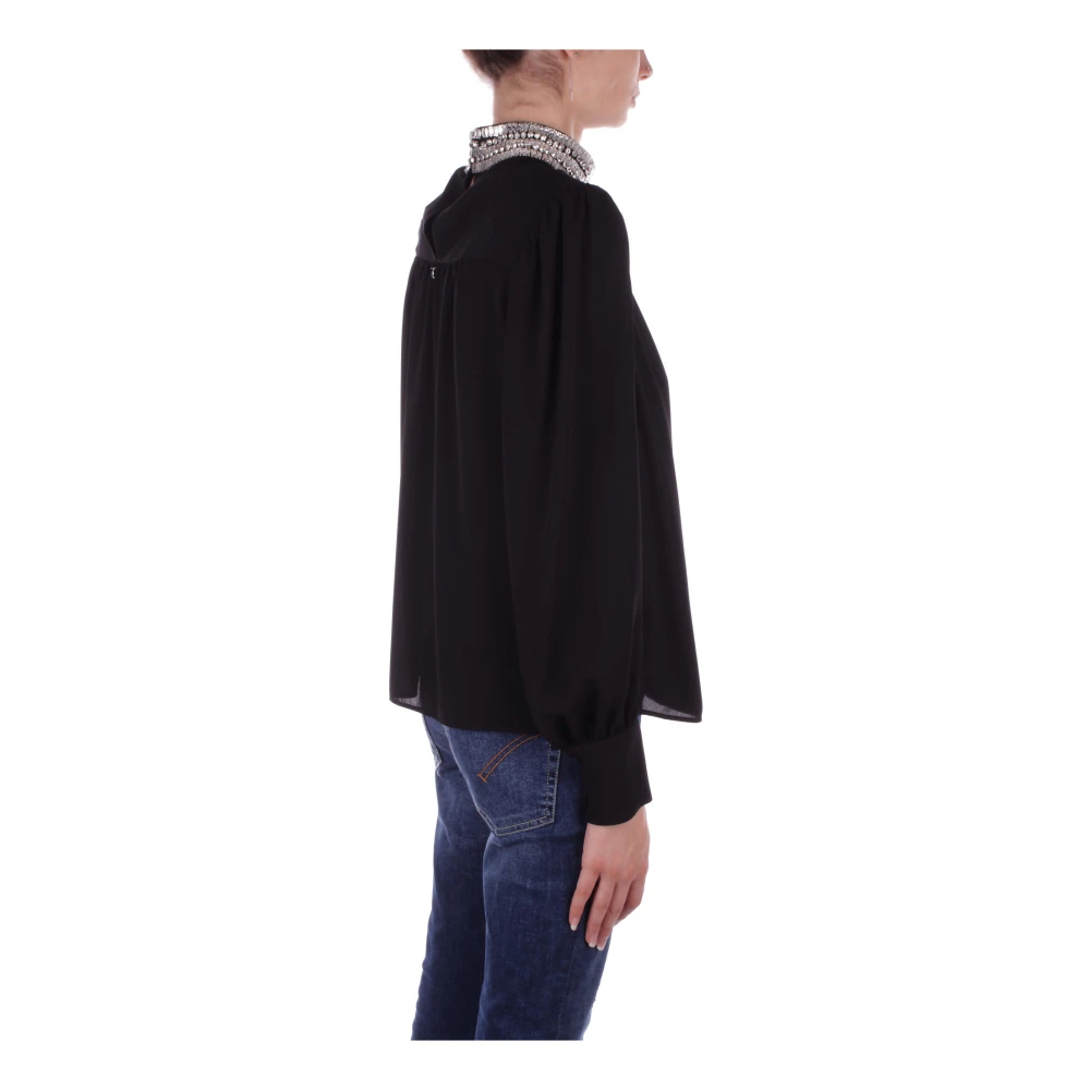 Liu Jo Zwarte Blouse met Strass Details Black Dames