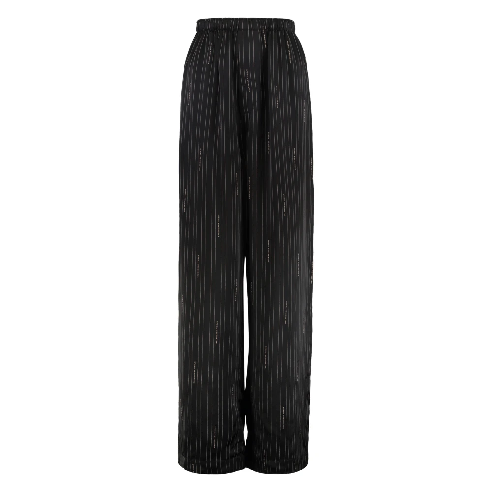 Balenciaga Women's Black Wide Trousers, S, Wide-Leg Trousers With Back Pocket