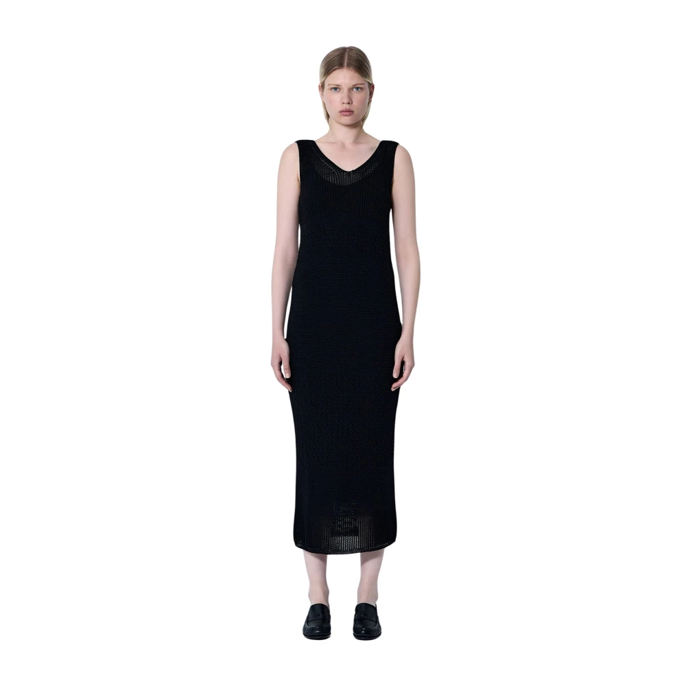 Max Mara Women's Black Crochet Knitted Midi Dress