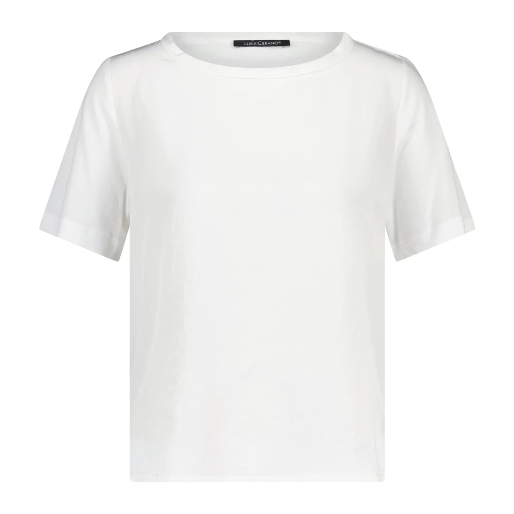 LUISA CERANO T-Shirt van gemengd materiaal White Dames