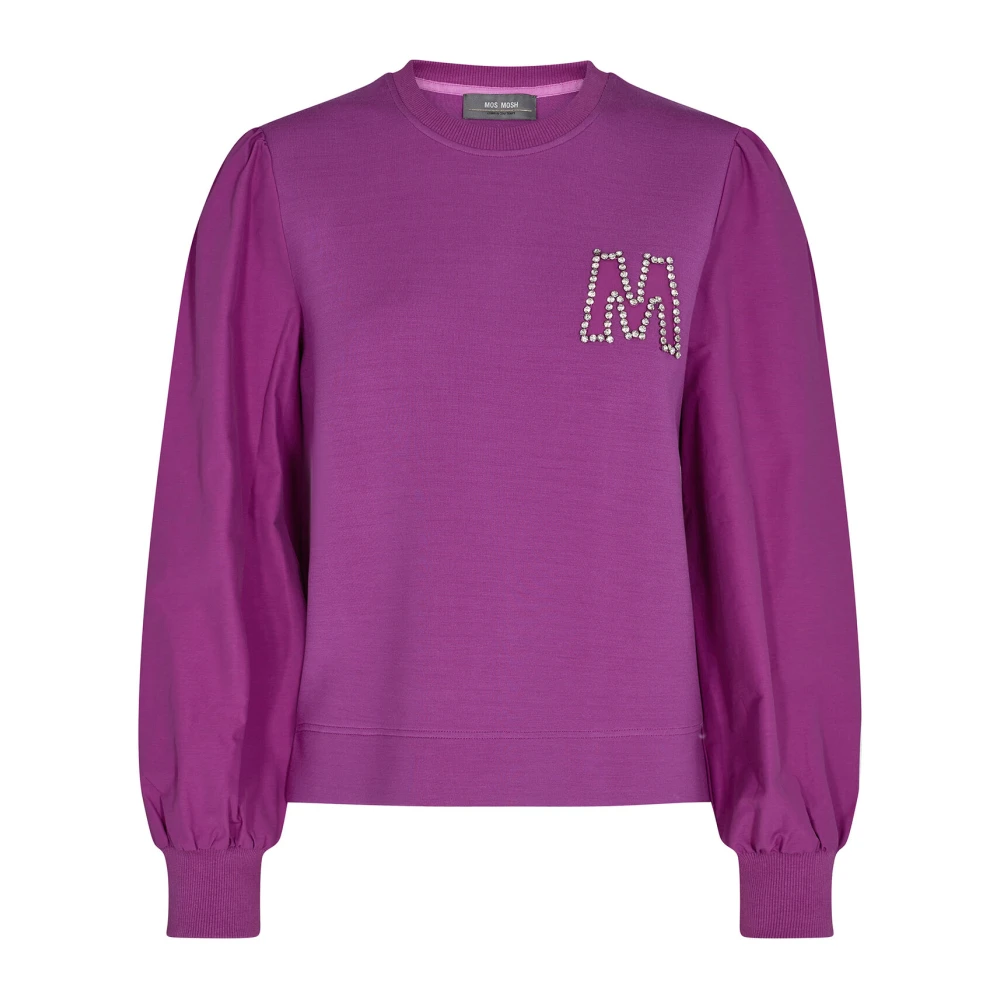 MOS MOSH Vivid Viola Sweatshirt met Steendetail Purple Dames