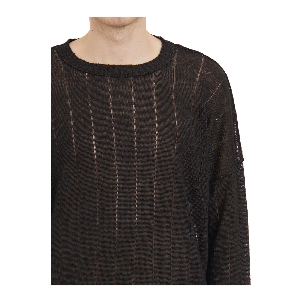 Isabel Benenato Linnen Crewneck Top Black Heren