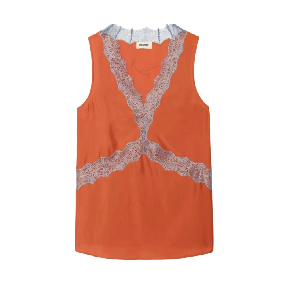Zadig & Voltaire Women's Orange Sleeveless Tops, M, Tasao Slip Top