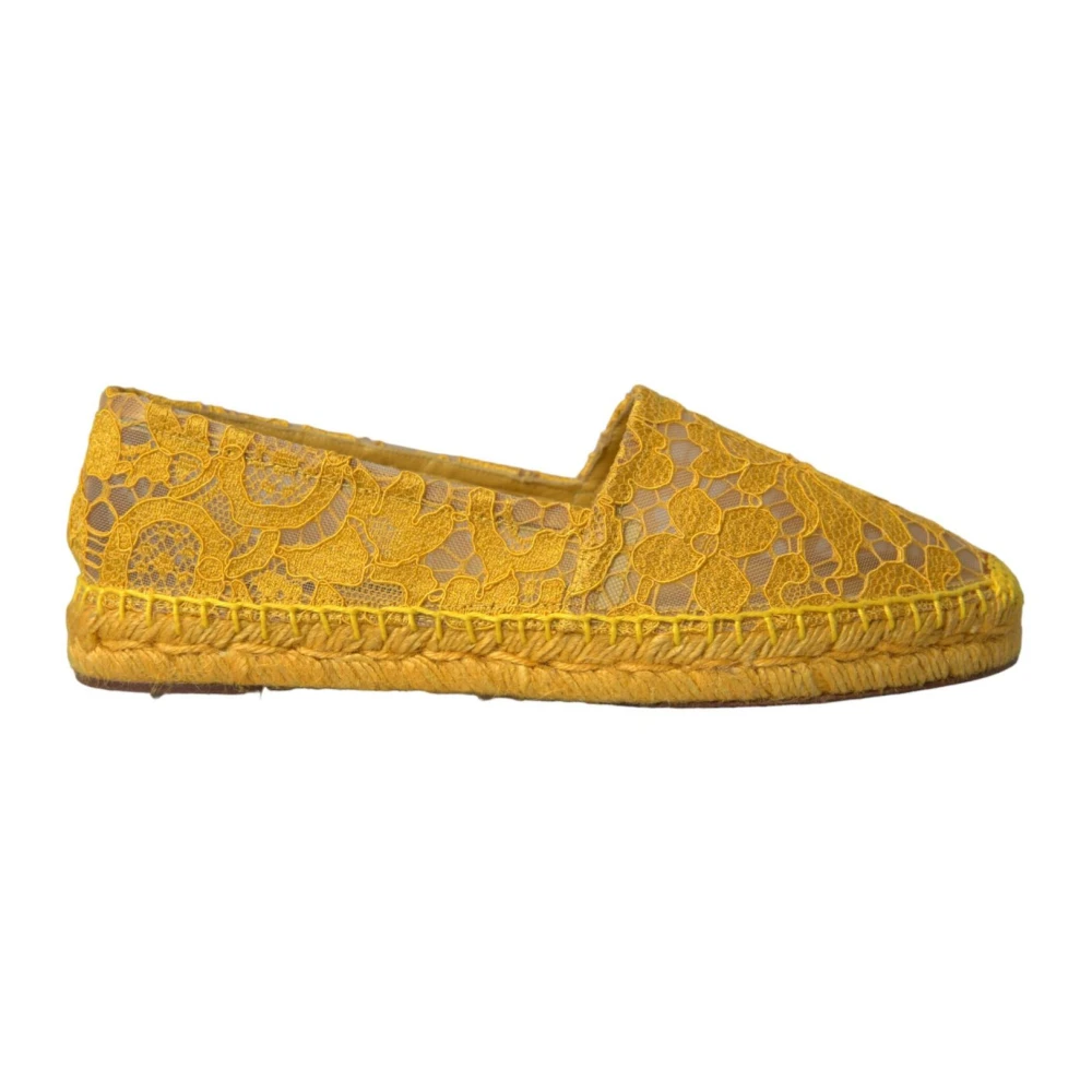 Dolce & Gabbana Women's Yellow Lace Espadrille Loafers Shoes
