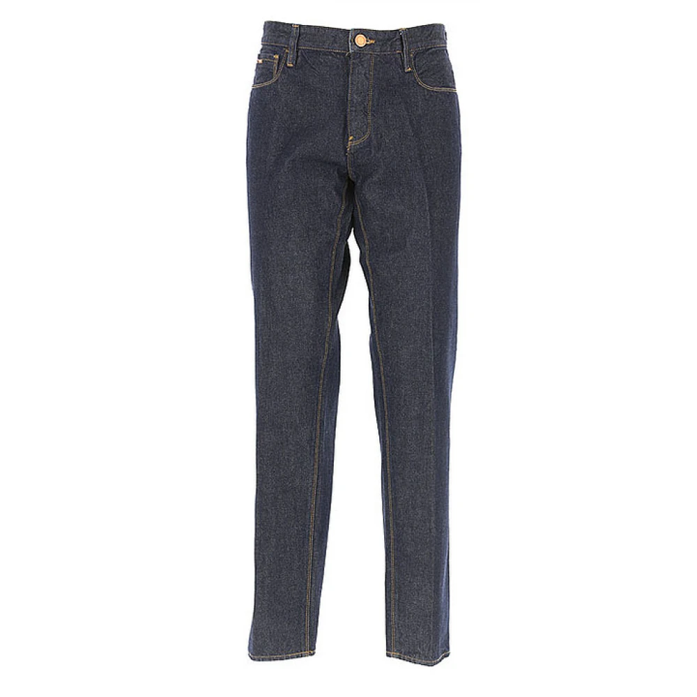 Emporio Armani Hoge taille rechte pijp jeans Blue Heren