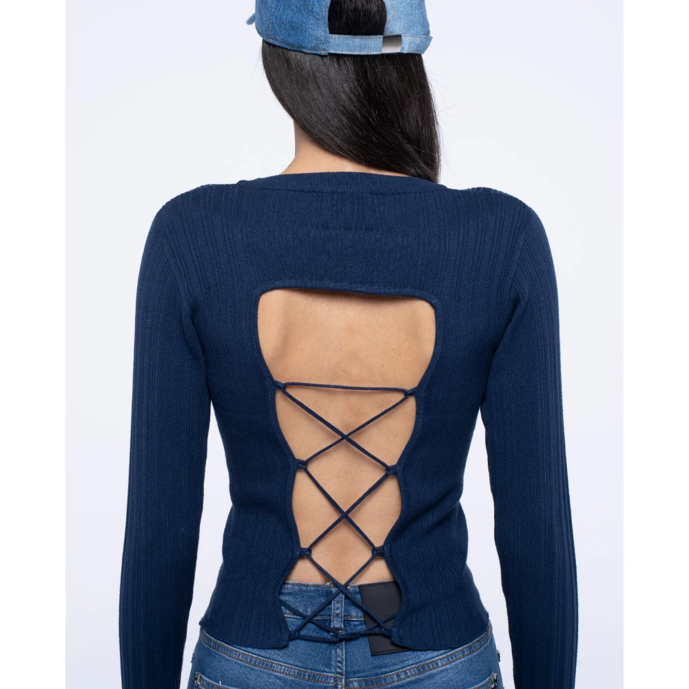 John Richmond Top met open rug en lange mouwen Blue Dames