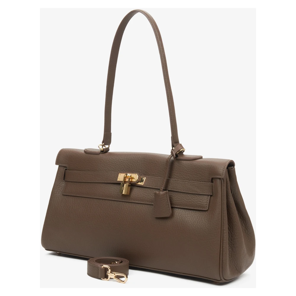 Estro Bruine schoudertas voor vrouwen met goudkleurige hardware Brown Dames